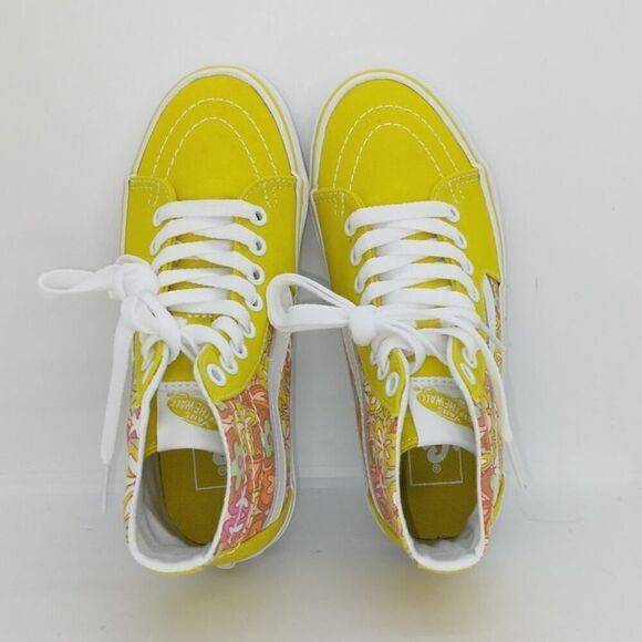 VANS SK8 Hi-Top Womens NEW w/Tags Psychadelic Resort Yellow Sneakers - sz. 5 - Picture 4 of 7